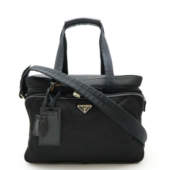 Prada leather tote Crossbody black bag nylon - Picture 1 of 9